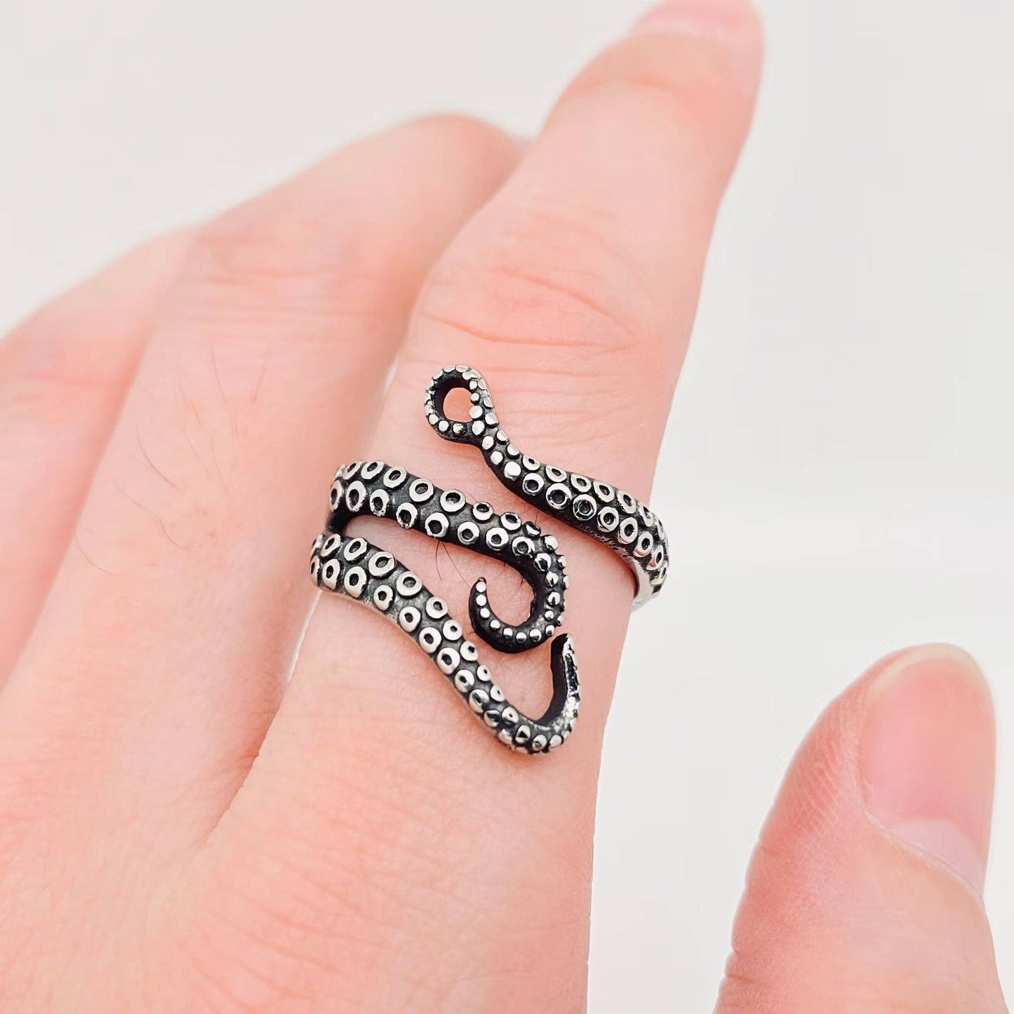 Octopus Tentacle Adjustable Ring - Stainless Steel