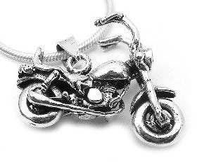 Sterling Silver Moveable Biker MOTORCYCLE Charm Pendant
