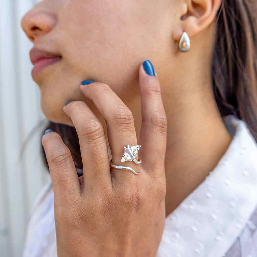 Sterling Silver Adjustable Stingray Ring