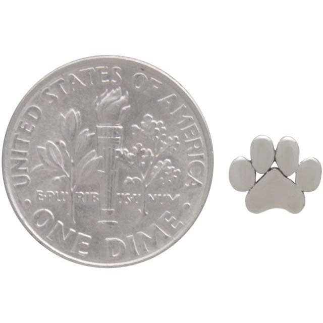 Paw Print Post Earrings 6x7mm: Recycled Sterling Silver