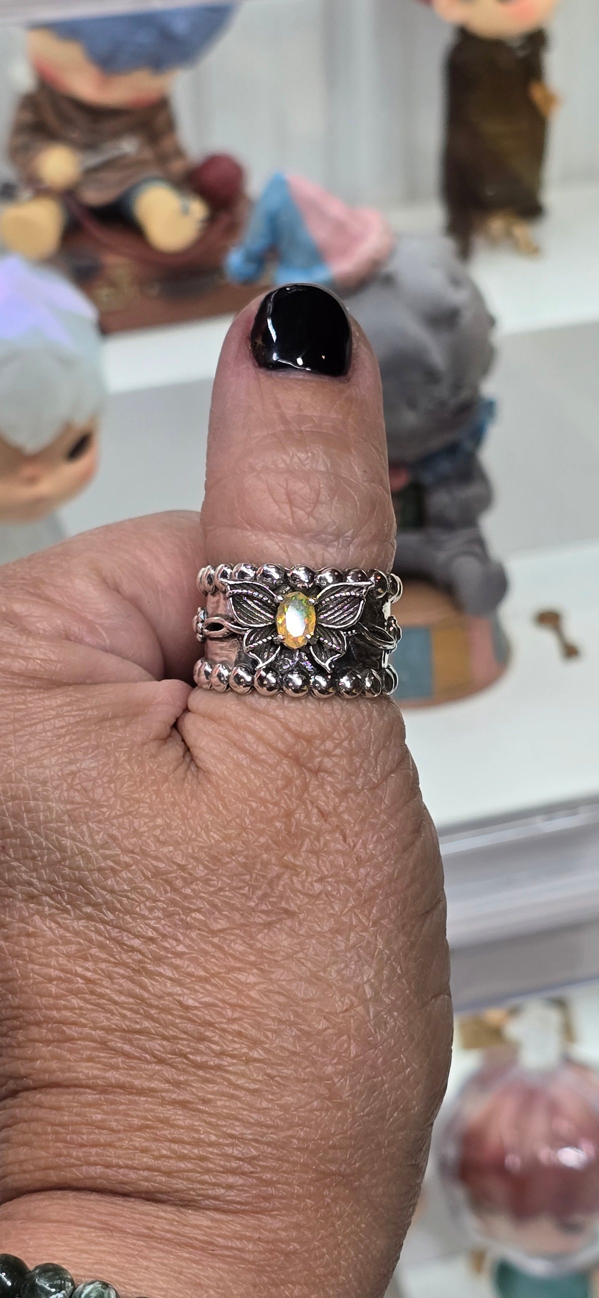 Sterling Silver Ethiopian Opal Butterfly Cigar Band