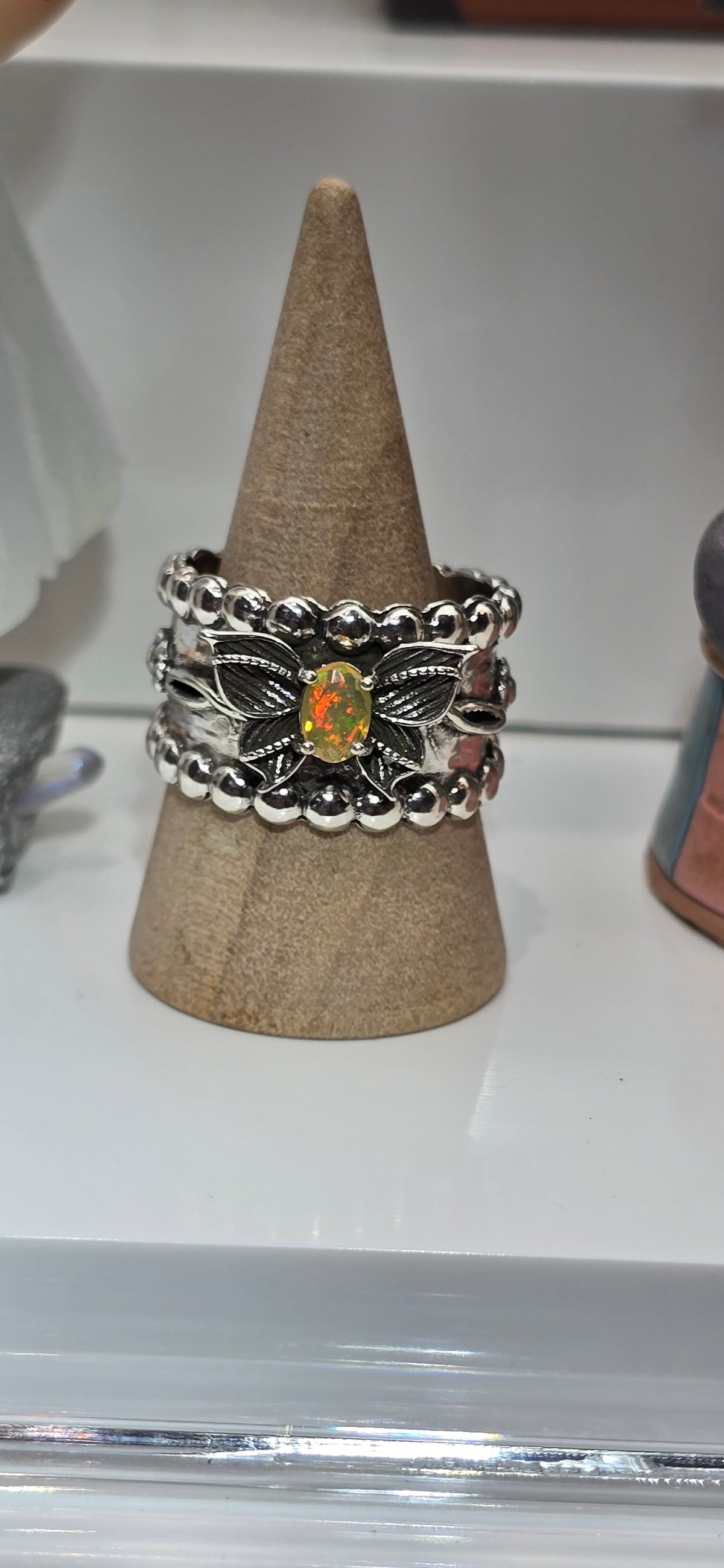 Sterling Silver Ethiopian Opal Butterfly Cigar Band