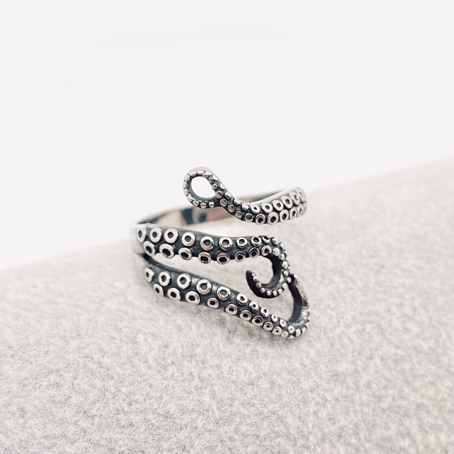 Octopus Tentacle Adjustable Ring - Stainless Steel
