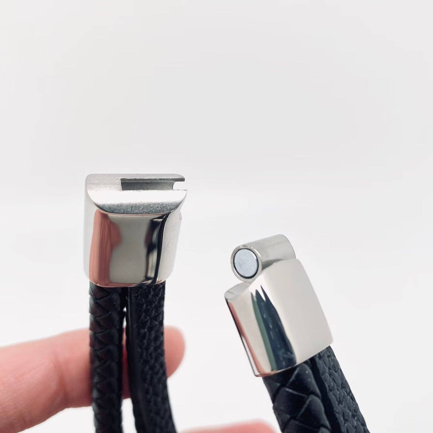 Stainless Steel Cross Leather Triple Layer Bracelet - MJ/BC