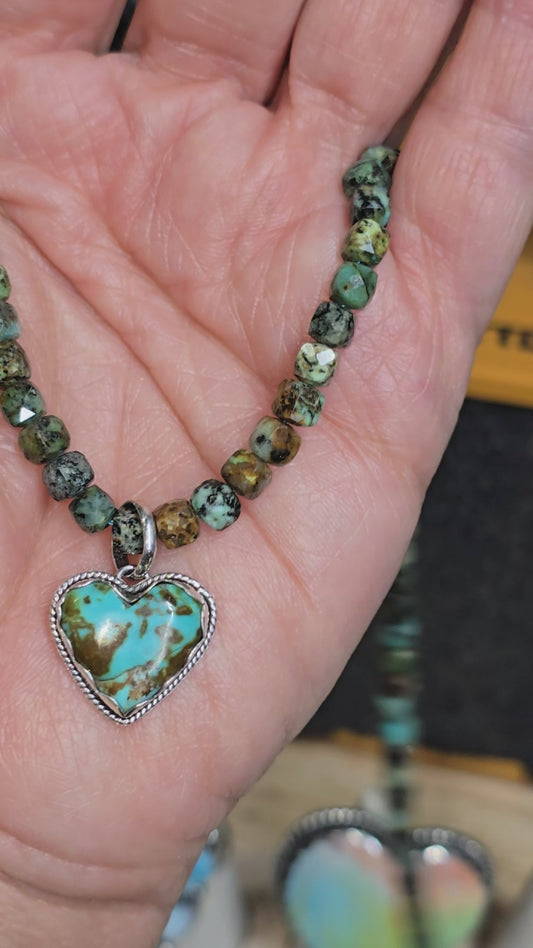 Sterling Silver Turquoise Heart Charm/Pendant