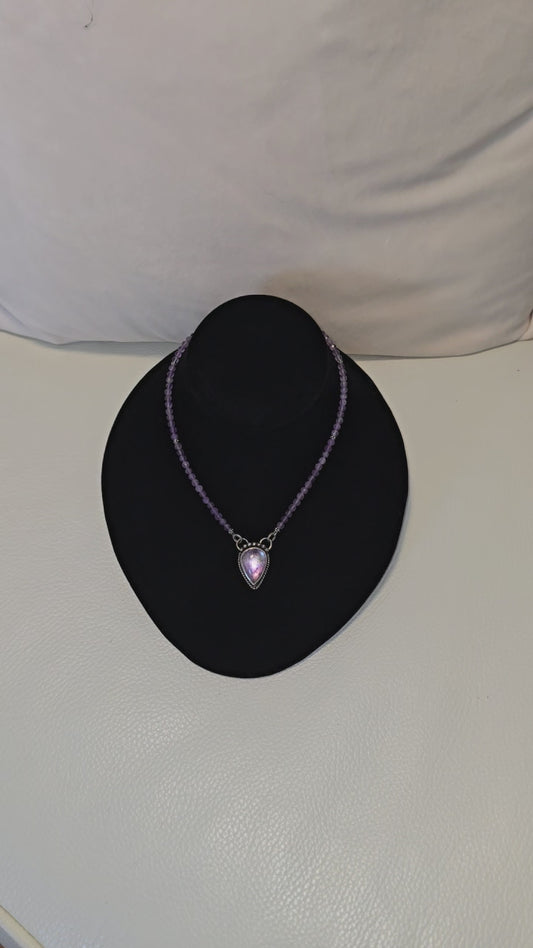 Sterling Silver Amethyst Amulet Necklace