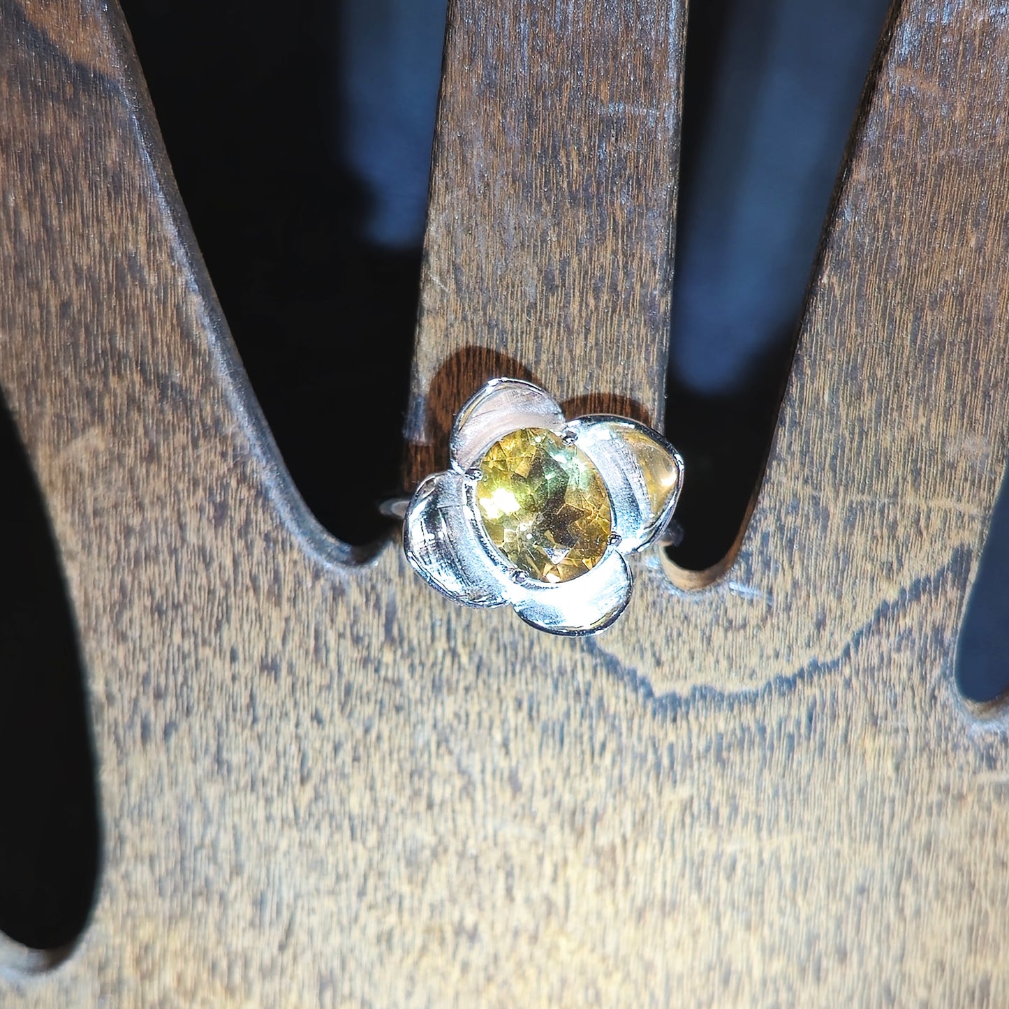 Faceted Citrine Flower Ring