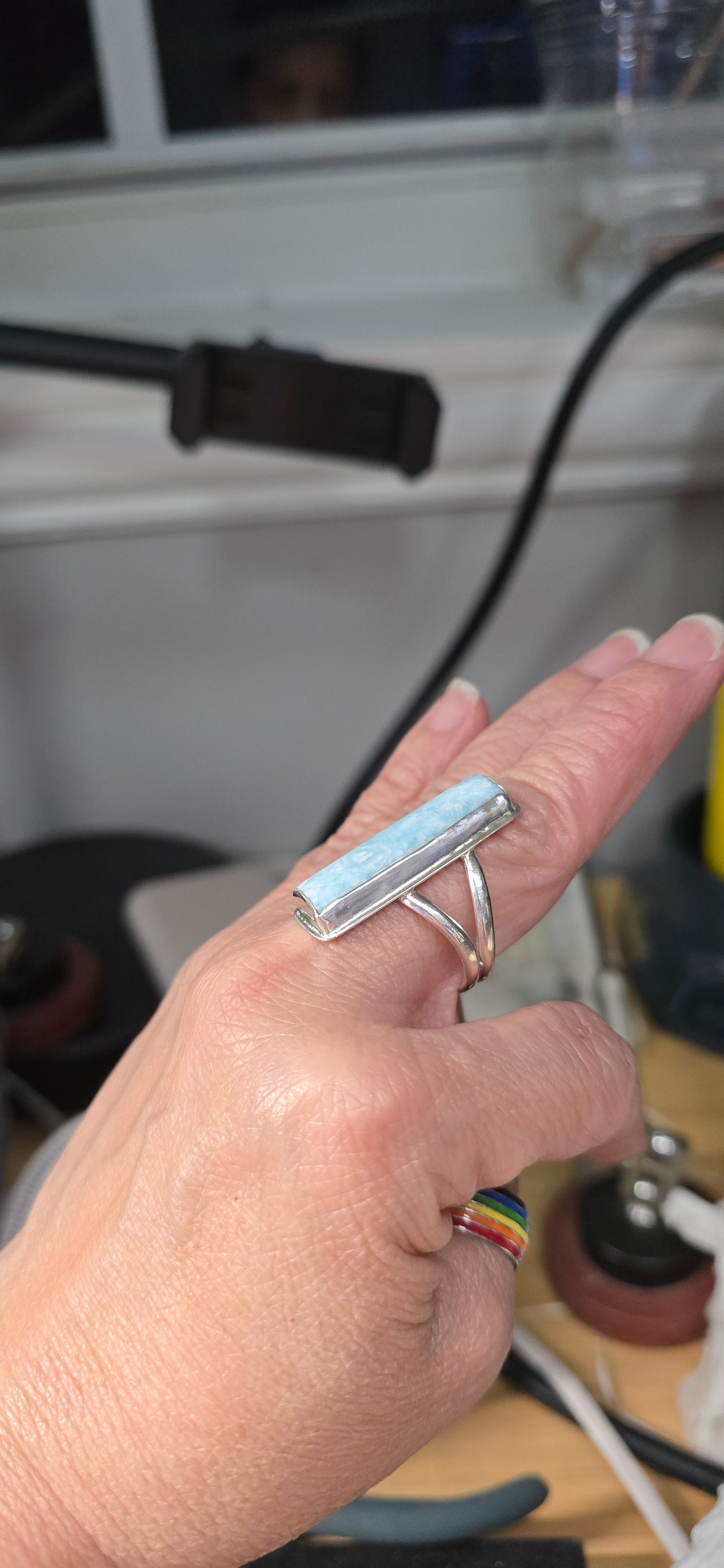 Grisy Hemimorphite Split Band Ring