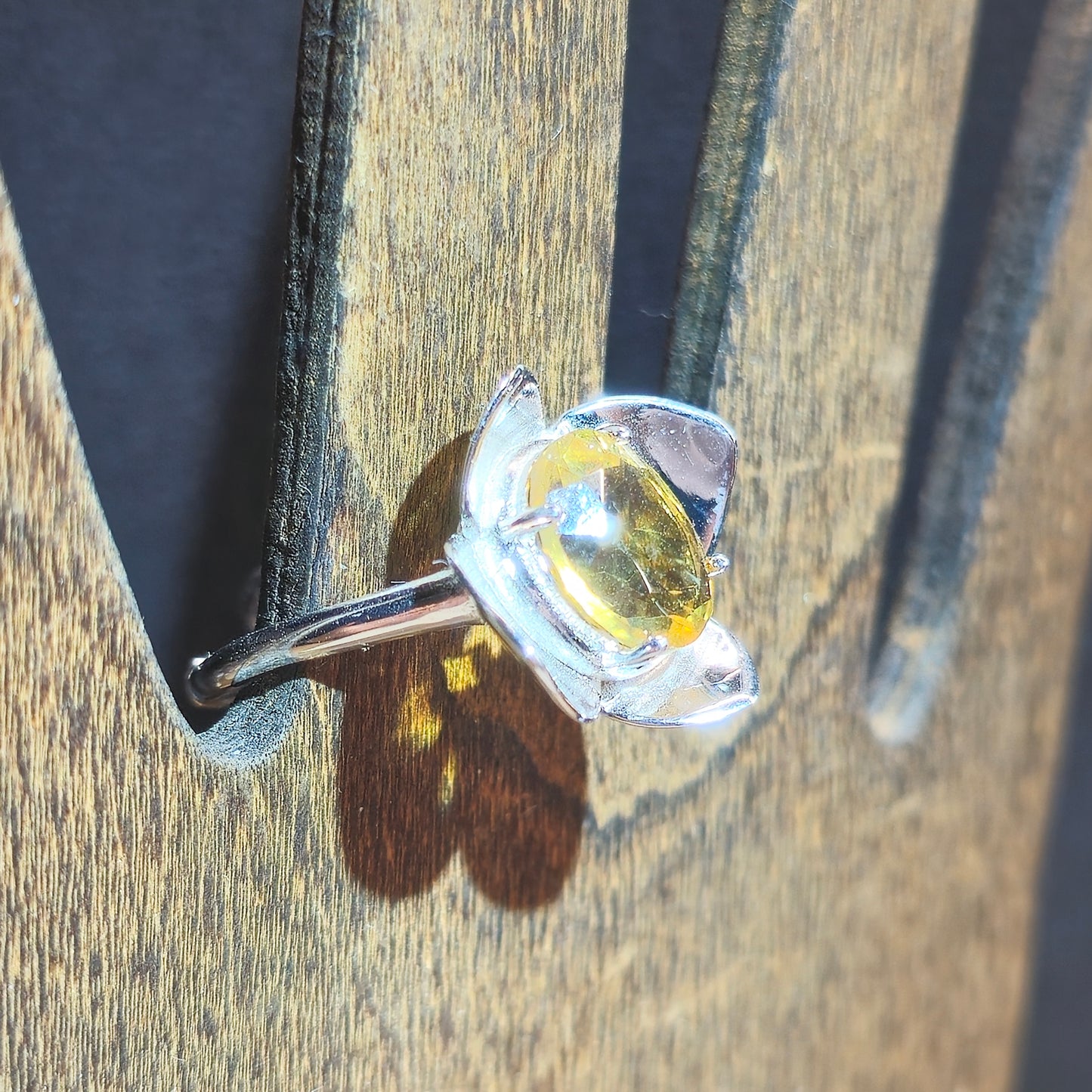 Faceted Citrine Flower Ring