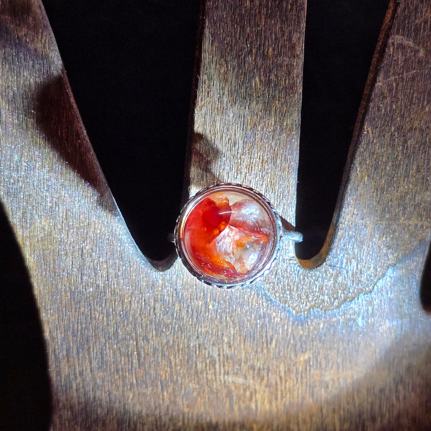 Round Fire Quartz Ring
