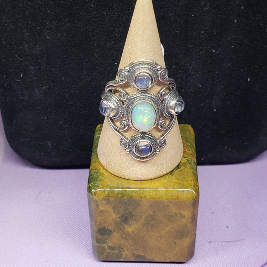 Opal & Moonstone Multi Stone Ring