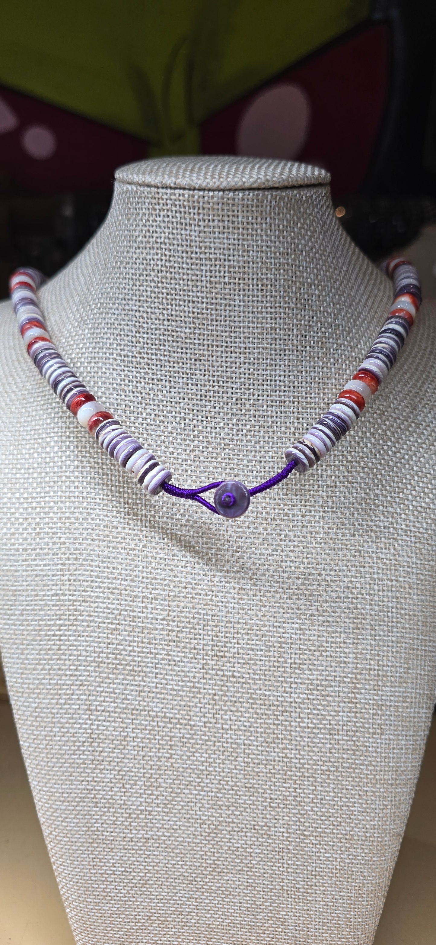 Wampum Shell, Spiney Oyster, & MOP Necklace