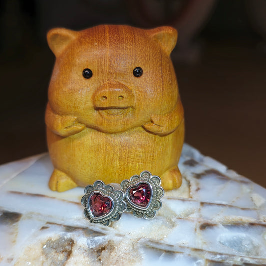 Natalie Garnet Heart Ear Studs