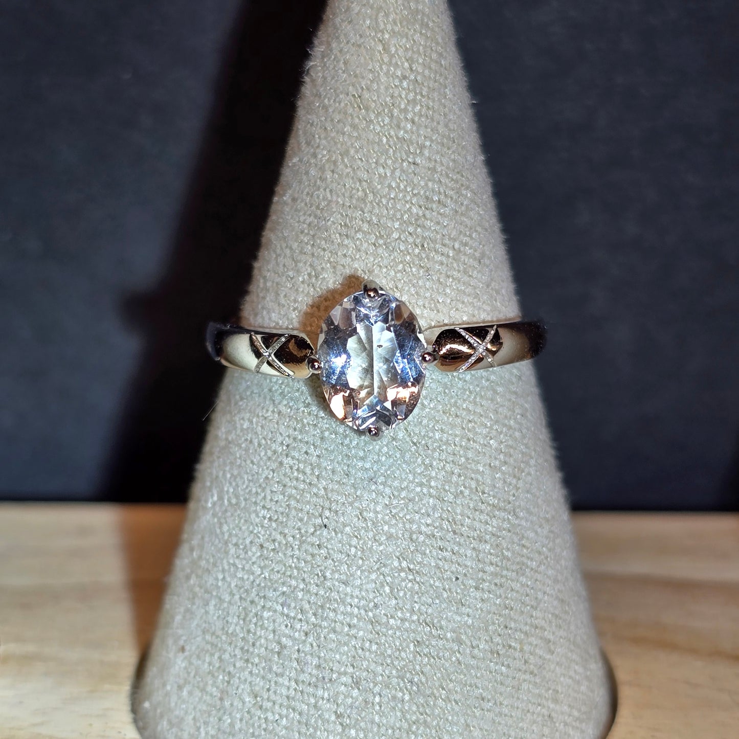 S925 Faceted Clear Quartz Oval Ring