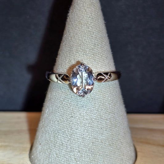 S925 Faceted Clear Quartz Oval Ring