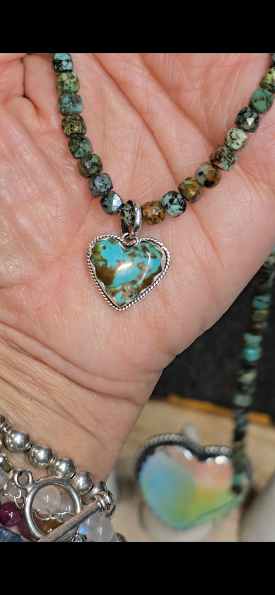 Sterling Silver Turquoise Heart Charm/Pendant