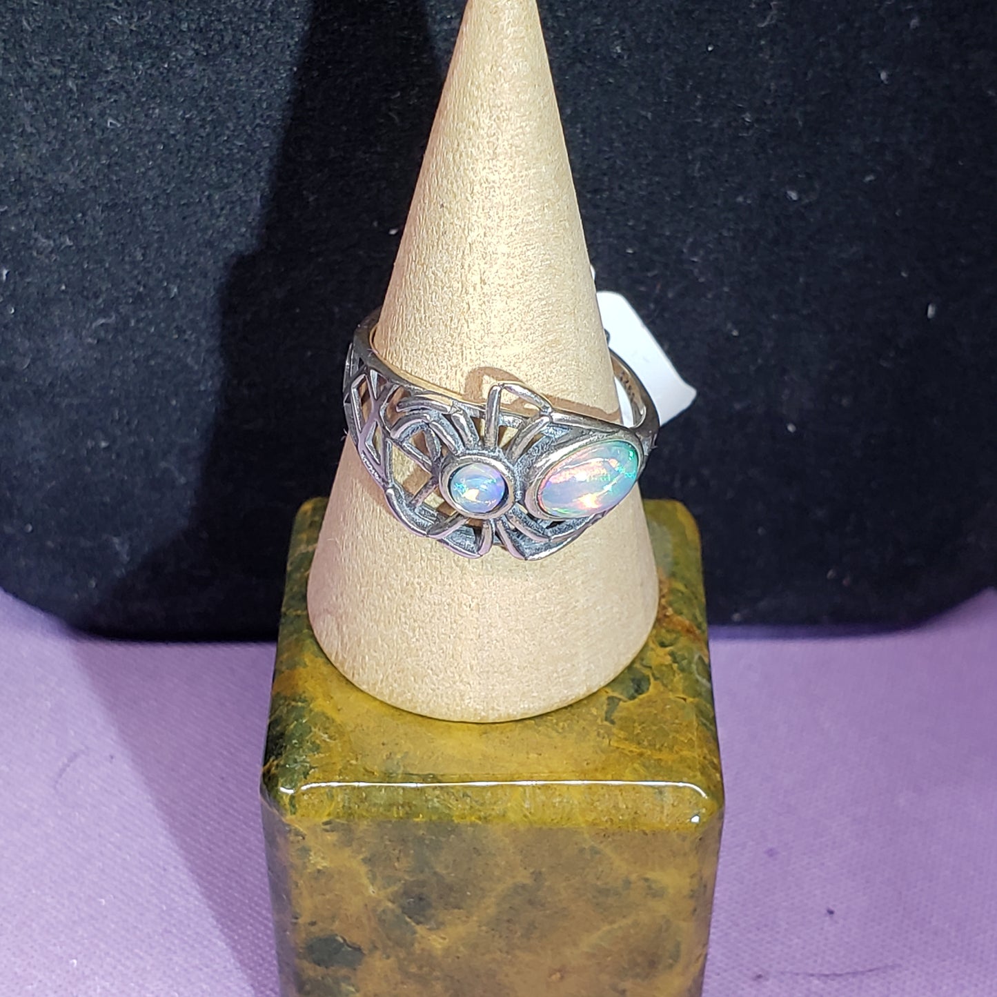 Double Opal Spider Ring