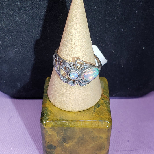Double Opal Spider Ring