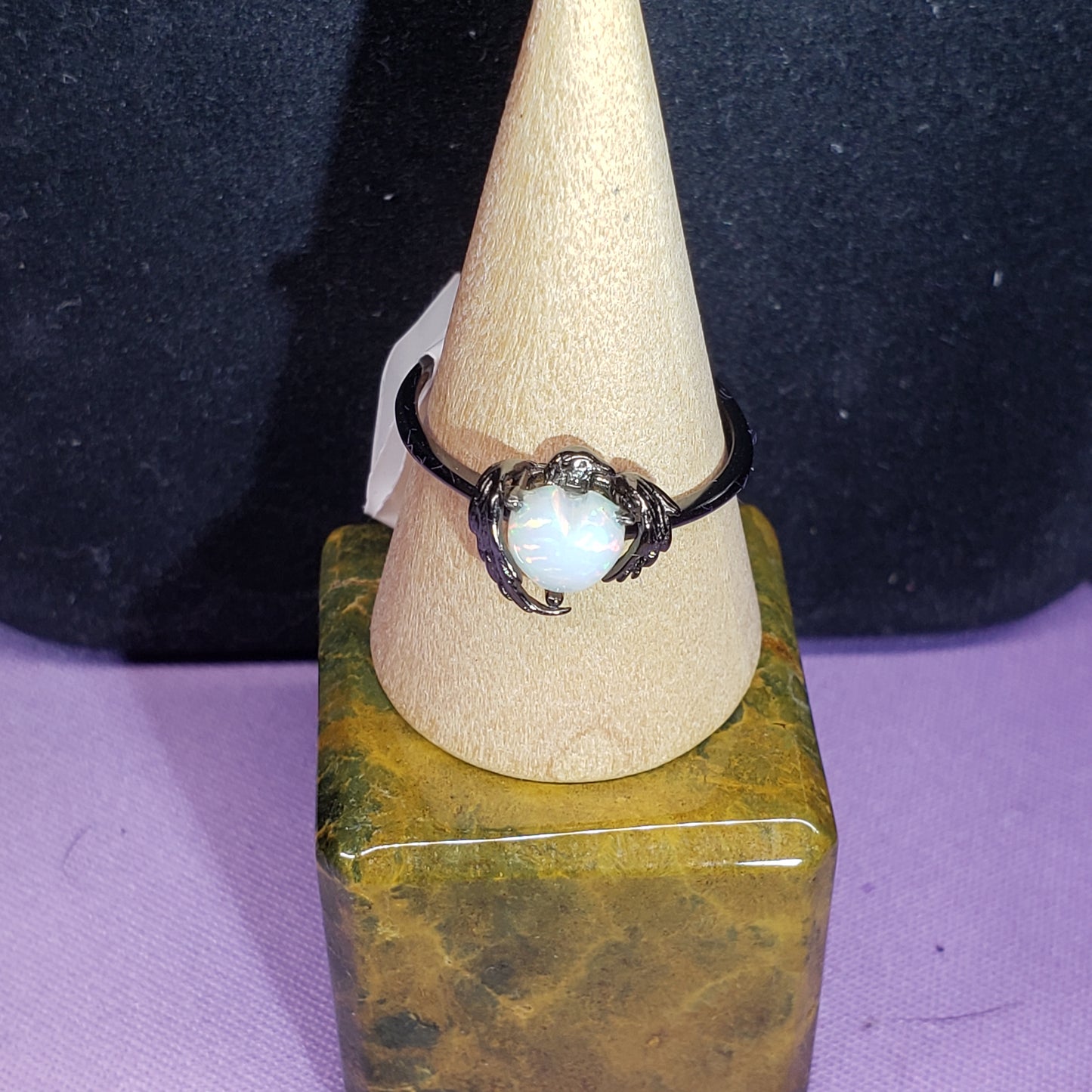 Black Silver Opal Dragon Ring