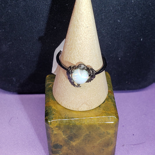 Black Silver Opal Dragon Ring