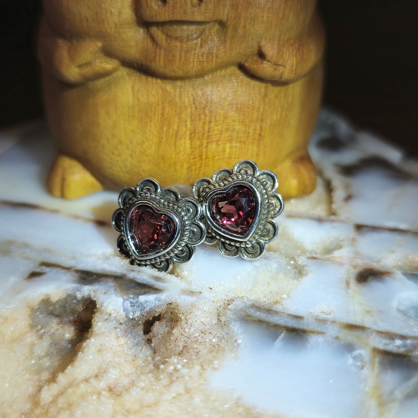 Natalie Garnet Heart Ear Studs