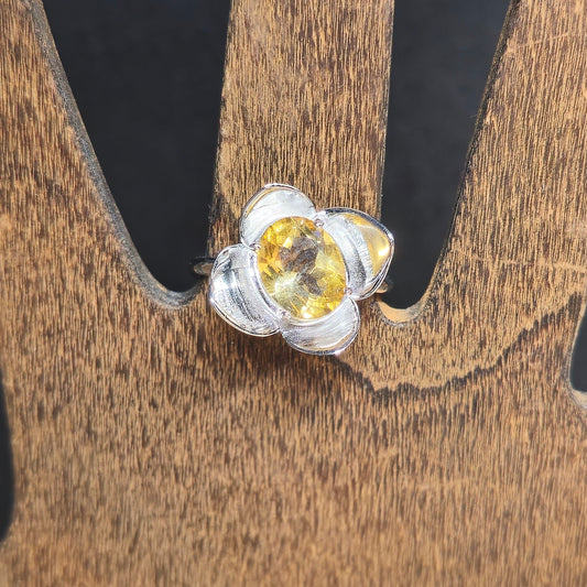 Faceted Citrine Flower Ring