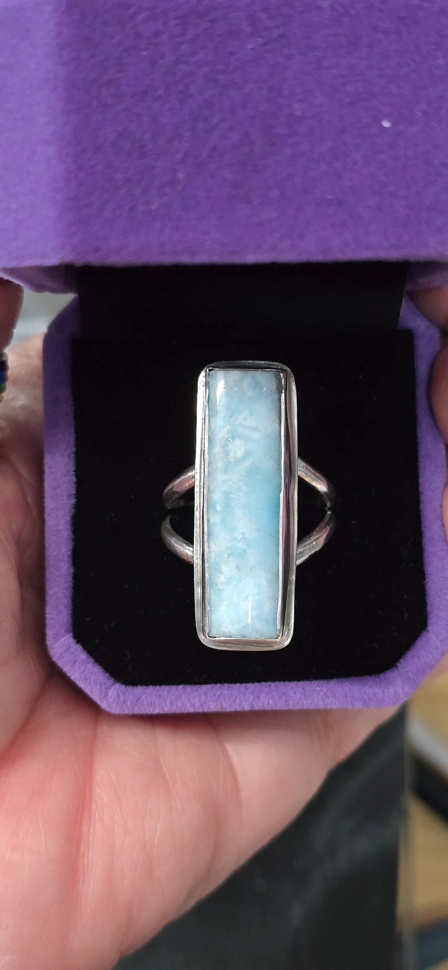 Grisy Hemimorphite Split Band Ring