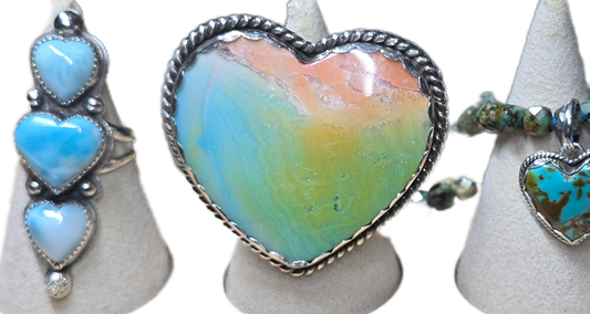White Lace Agate Heart Ring