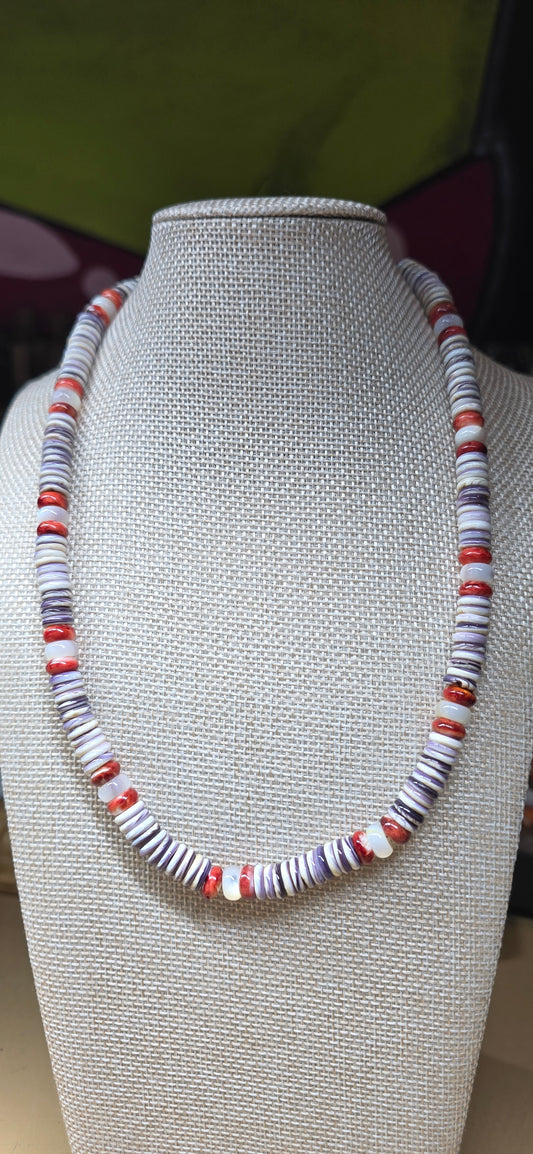 Wampum Shell, Spiney Oyster, & MOP Necklace