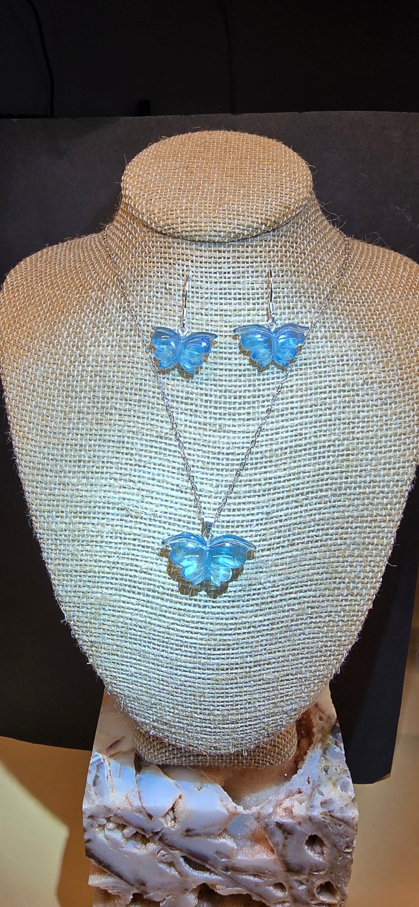 Jedi Aquamarine Butterfly Earring & Necklace Set