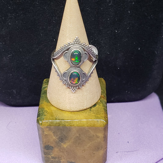 Double Black Opal Ring