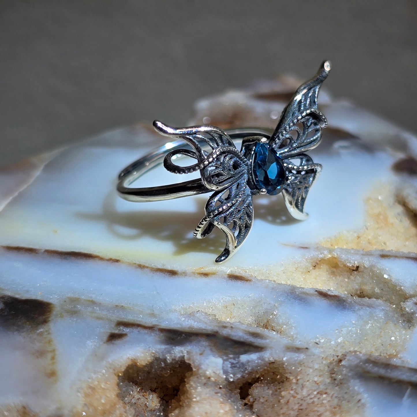 Jedi London Blue Topaz Butterfly Ring