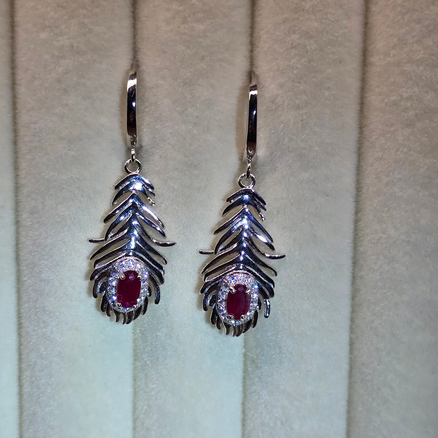 Ruby Feather Earrings