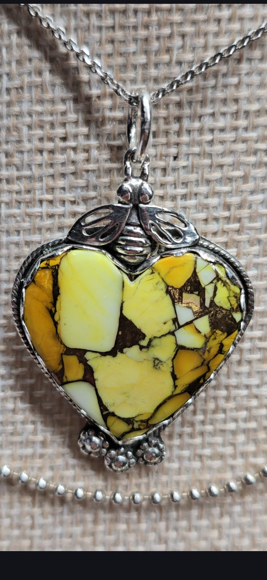 Honey Dahlia Turquoise Pendant