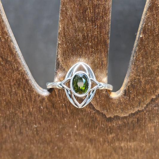 Faceted Green Tourmaline Ring