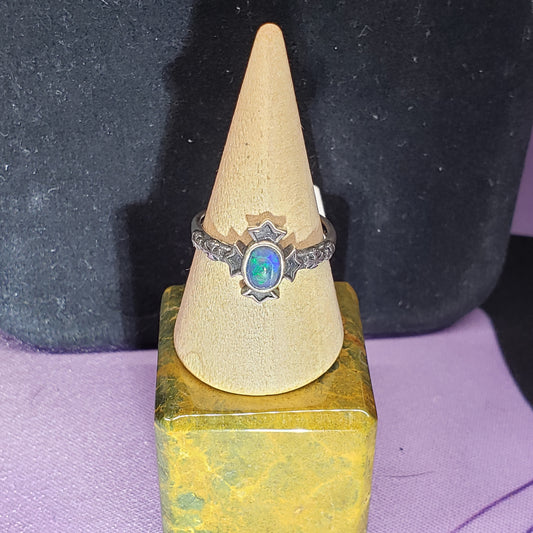 Black Opal Cross Ring