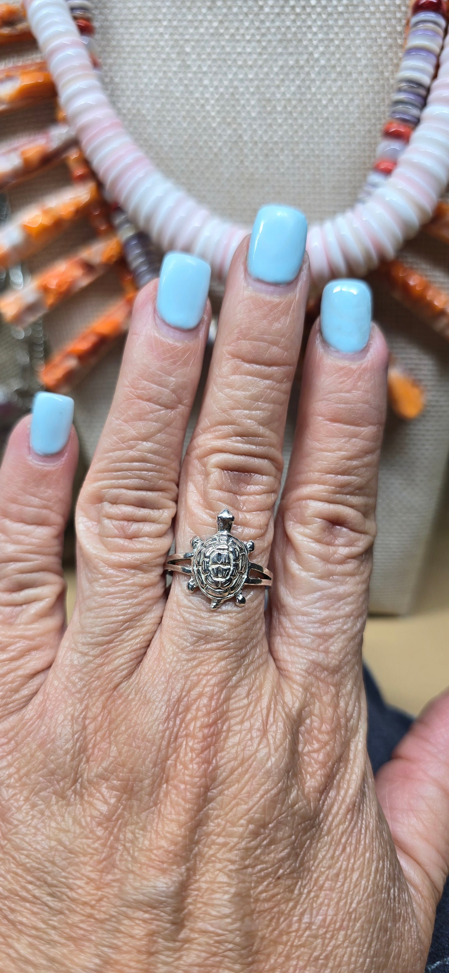 Sterling Silver Turtle Ring, size 8