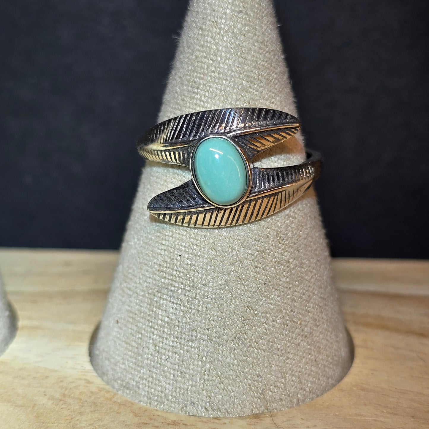 S925 Turqouise Double Leaf Ring