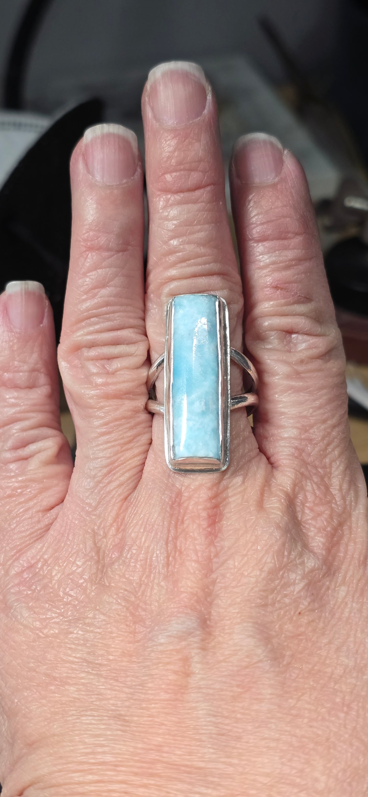 Grisy Hemimorphite Split Band Ring