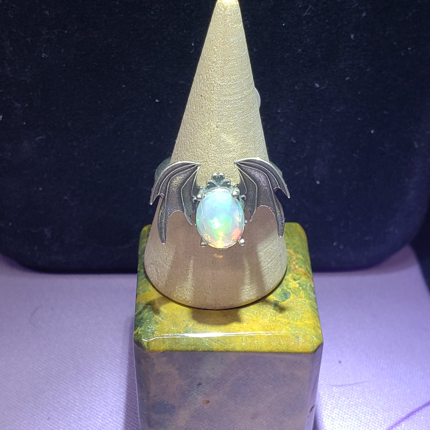 Faceted Opal Bat Wings Ring