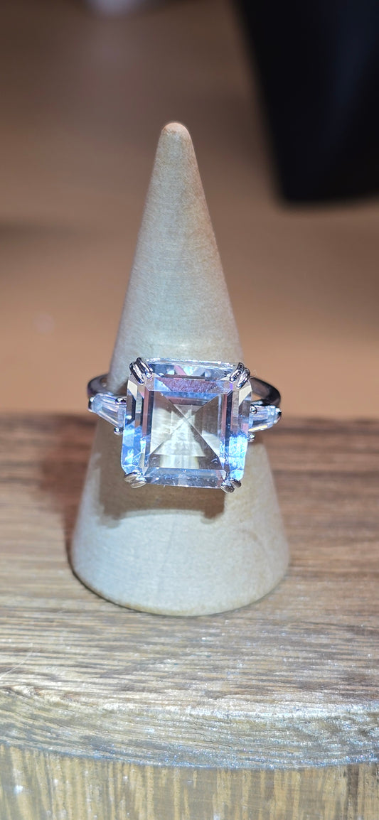 Grisy Clear Quartz Square Cut Ring