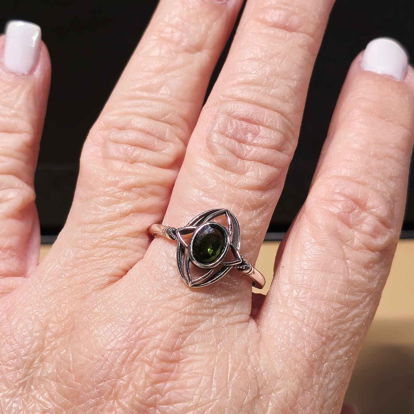 Faceted Green Tourmaline Ring