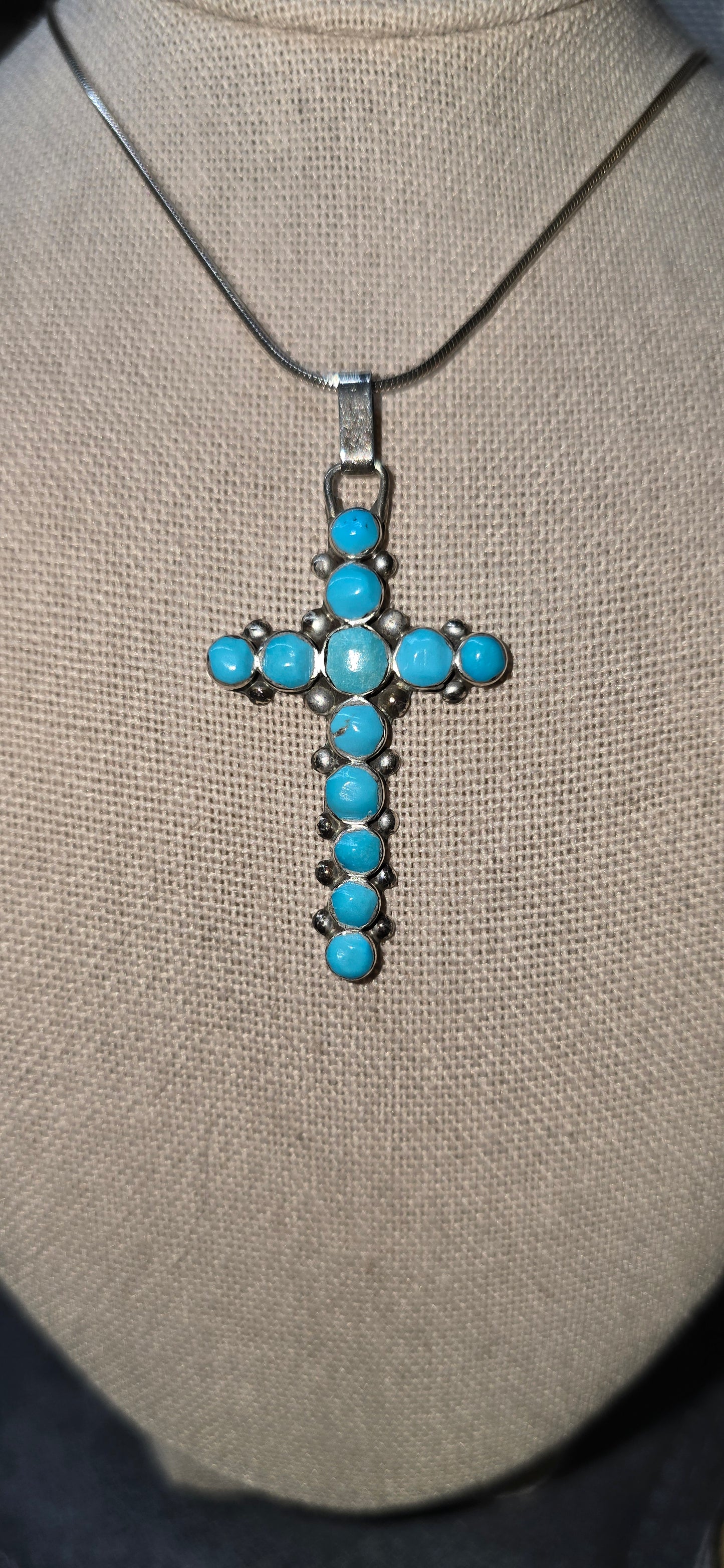 Turquoise Cross Pendant, chain included