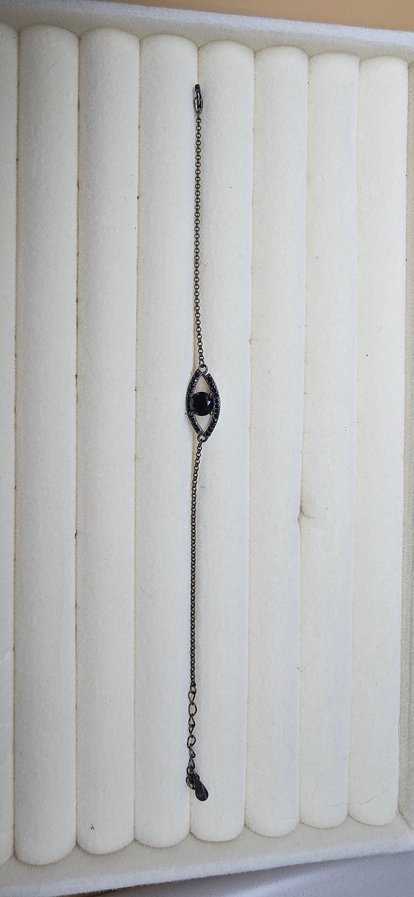 Black Spinel Black Sterling Silver Evil Eye Bracelet