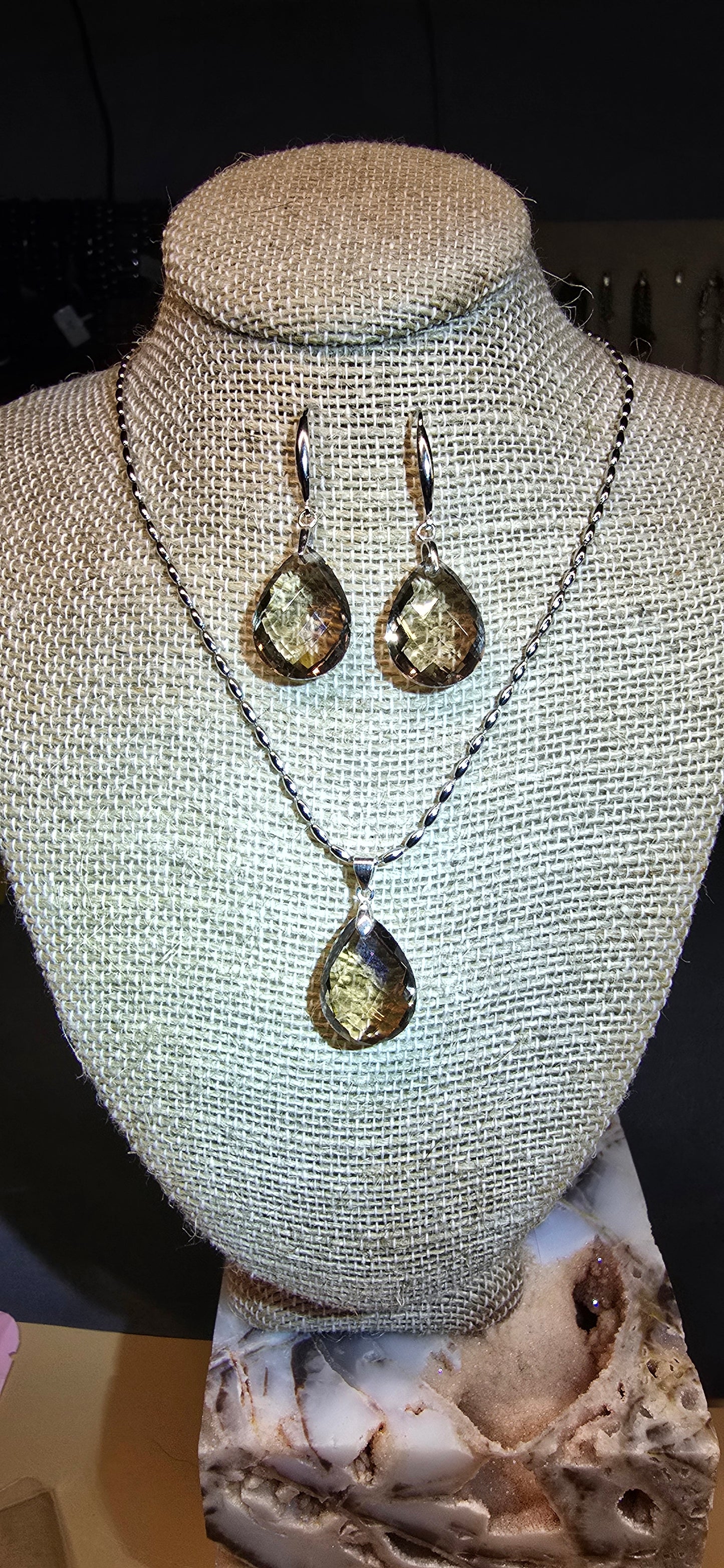 Jedi Smokey Quartz Earring & Necklace Set