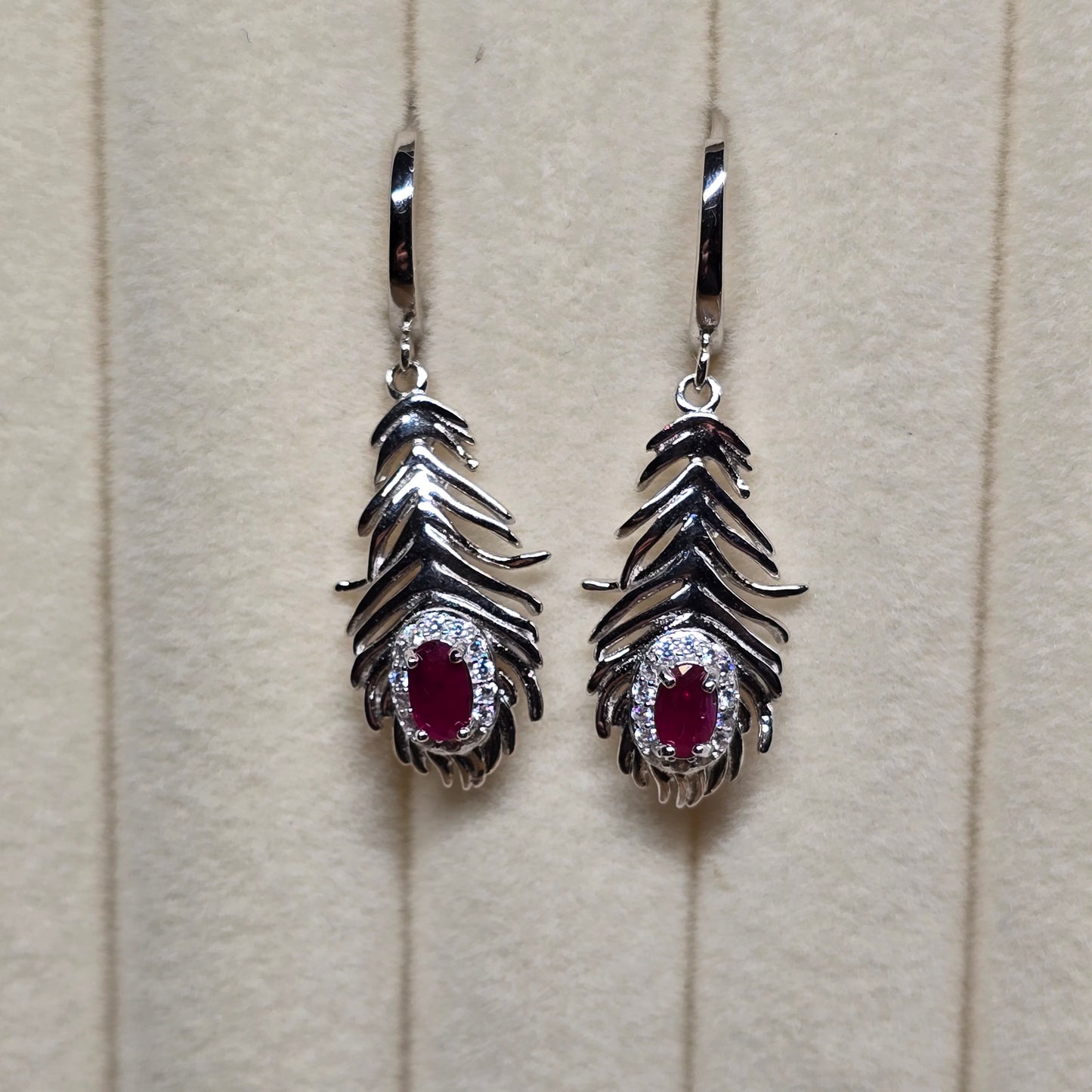 Ruby Feather Earrings